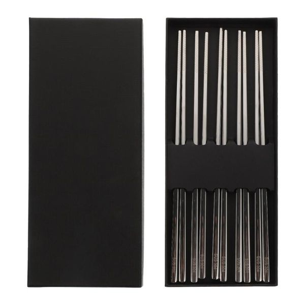 

chopsticks 5 pairs durable stainless non-slips reusable (silver)