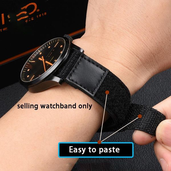 

watch bands quick detachable nylon watchband for c-itizen men's light kinetic energy ca4500 military wind v-elcro strap 22mm canvas, Black;brown
