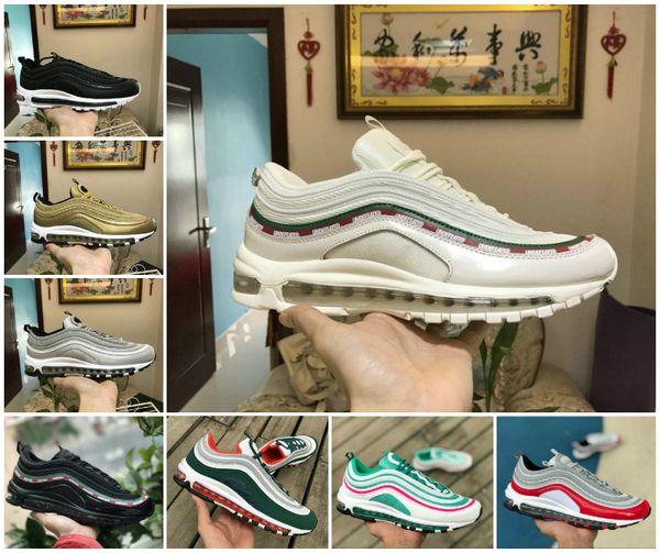 

undefeated 97 og x mens running shoes 97s sail bred undftd triple white black sliver bullet metalic gold olive game royal women designer spo