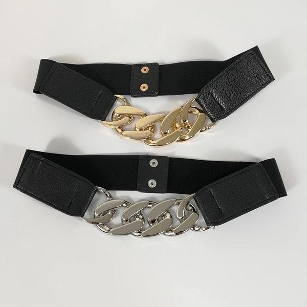 

belts 2021 for women fashion girdle ladies dress belt simple alloy twist buckle luxury gold chain punk rock woman, Black;brown