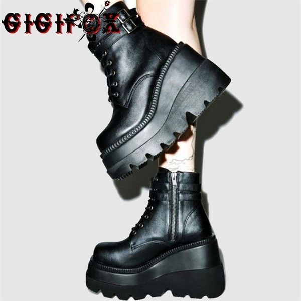

brand design big sizes 43 platform high heels cosplay fashionable autumn winter wedges shoes ankle boot 211105, Black