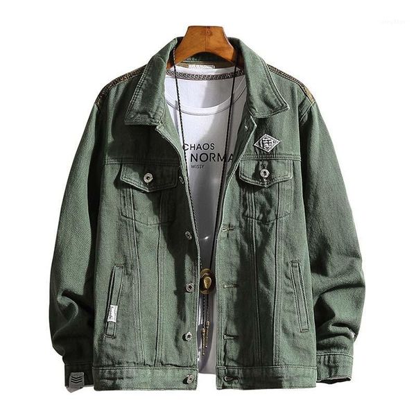 

mcikkny men's fashion casual denim jackets back camouflage patchwork outwear coats for male slim clothing size m-4xl, Black;brown