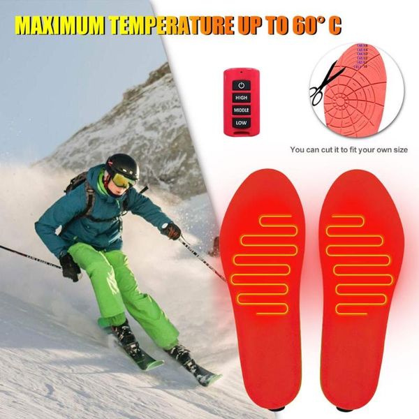 

sports socks usb charging electric heated insoles for shoes winter warmer foot heating insole boots rechargeable heater pads soles, Black