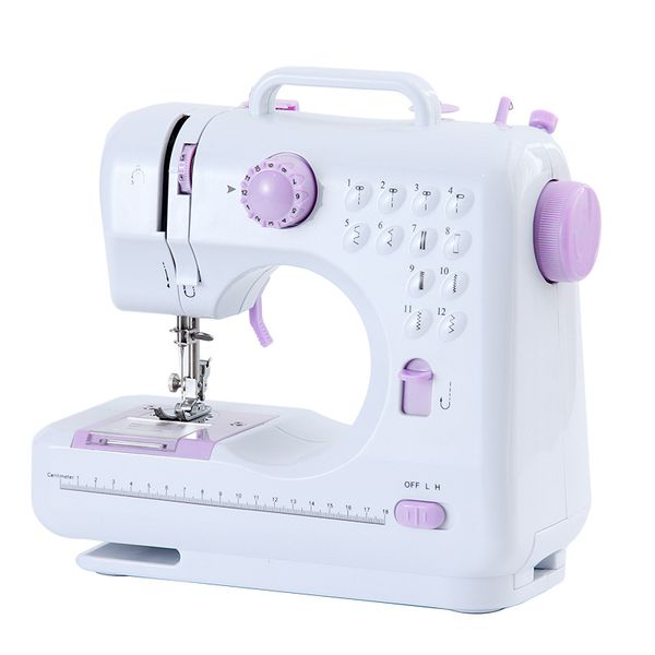 

portable sewing machine mini electric household crafting mending overlock 12 stitches with presser foot pedal beginners, Black