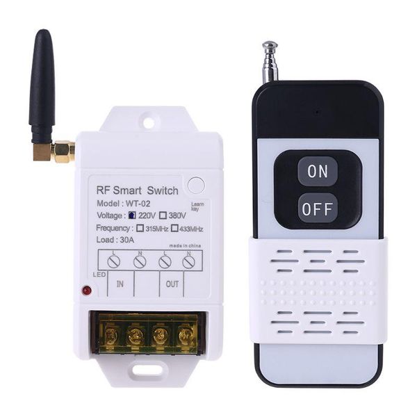 

smart home control 27ra 315mhz 433mhz +220v 380v 30a relay wireless remote switch receiver with led light 2000m transmitter