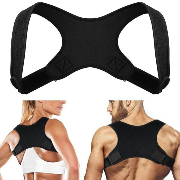 

back support posture corrector adjustable belt shoulder bandage spine invisible humpback band, Black;blue