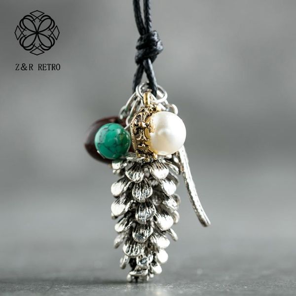 

vintage plant jewelry long necklace for women chokers necklaces & pendants wholesale suspension collar jewellery alloy pendant, Silver