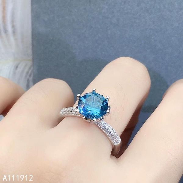 

cluster rings kjjeaxcmy fine jewelry natural blue z 925 sterling silver women gemstone ring support test trendy, Golden;silver