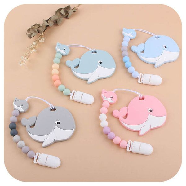 

baby pacifier chain clips silicone teething beads pacifiers 2pcs/sets newborn teeth practice toys infant feeding cartoon b8133