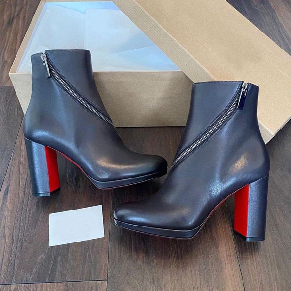 

luxurys designers shoes winter boots red soles birgitta booty women red bottom ankle boots with zip elegant lady booties dress party eu35-43, Black