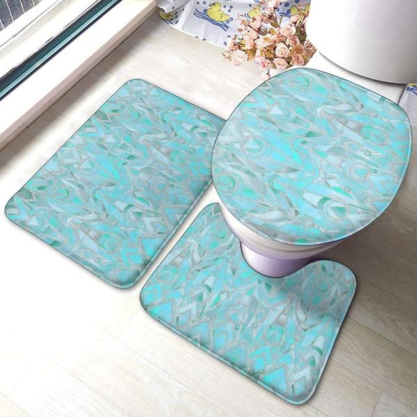 

bath mats 5iridescent turquoise art bathroom mat sets 3 piece set rugs memory foam toilet seat cover lid