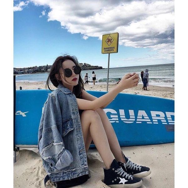 

women's jackets 2021 korean style fashion coat spring jeans jacket women irregular hole college denim female, Black;brown