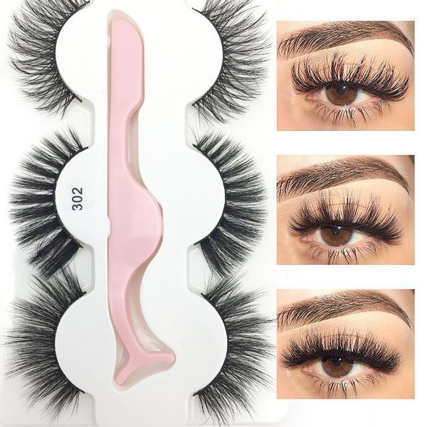 

pairs false eyelashes 3d natural thick mink fake with tweezers set long lasting extension lashs for look1