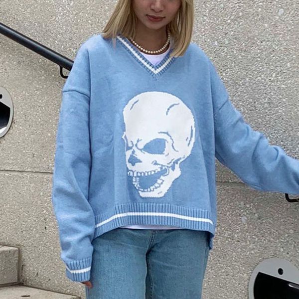 

men's sweaters women fall in love with low-cut cut cut-off skulls sweater sweet female h3sb, White;black