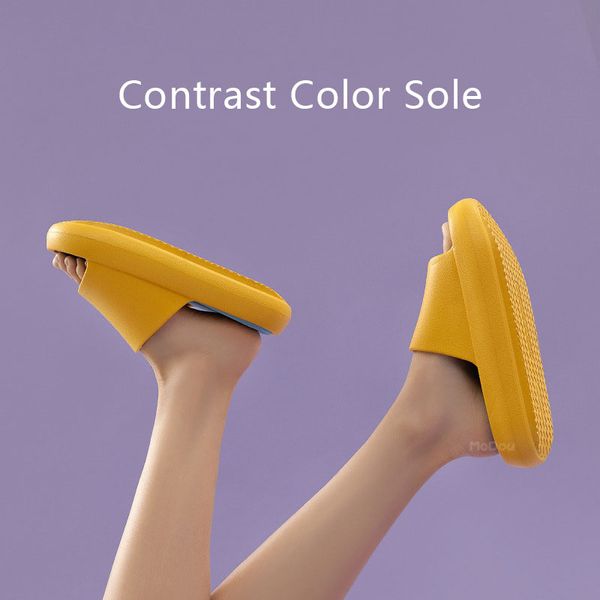 

mo dou slippers women indoor summer platform shoes soft eva beach slides sandals outdoor men cool garden 4.5cm thick sole pink, Black