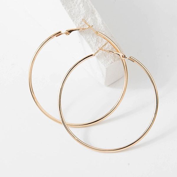 

hoop & huggie fashion large earrings 40mm 60mm 80mm big smooth circle round brincos loop for women jewelry party gifts, Golden;silver
