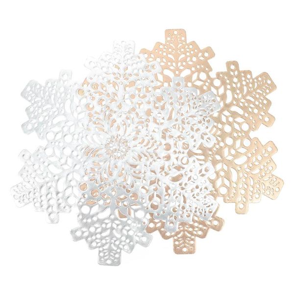 

mats & pads 2pcs christmas snowflake placemat hollow-out heat insulation table mat