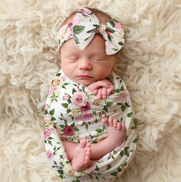 Florals Infant Baby Swaddle Wrap Coperte Involucri Coperte Coperte Nursery Biancheria da letto Bambini avvolti Panno con fascia Photo Pops