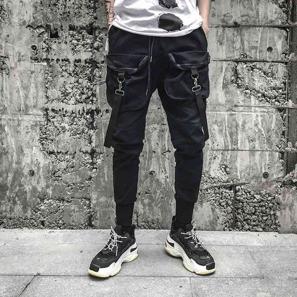 

new arrival skinny stylish self-assertion ribbon black men's jogger pencil pants hip hop autumn male casual full length trousers