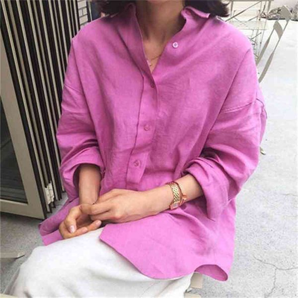 

women's & shirts superaen loose plus-sized linen bf shirt cardigan coat asymmetrical bottoming sun-proof womens and blouses, White