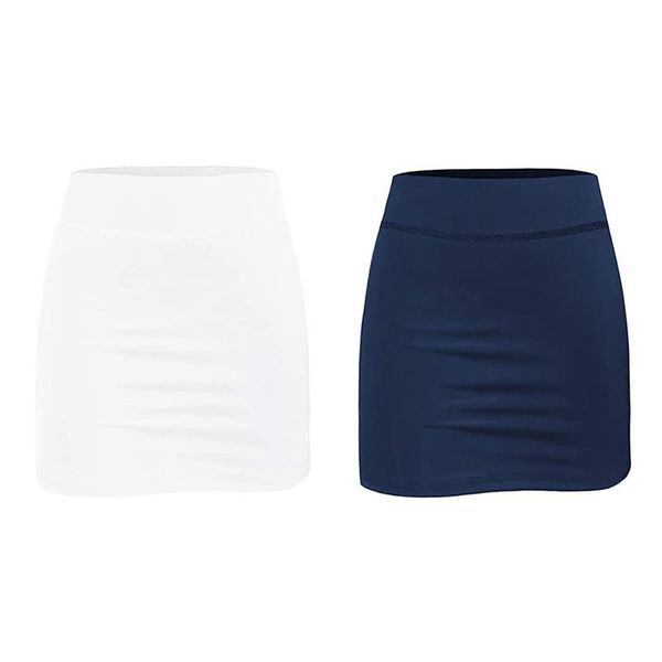 

women tennis skirts inner shorts elastic sports golf skorts with pockets fit yoga fitness running m white & blue outfit