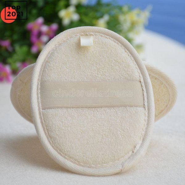 Morbida esfoliante spugna di luffa naturale Cinturino da bagno Maniglia Pad Doccia Massaggio Scrubber Spazzola Pelle Corpo Bagno Spa Accessori per il lavaggio mok1FY4993 CO25