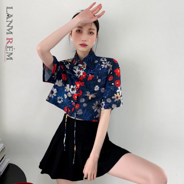 

women printing big size shirt lapel short sleeve loose fit lady fashion summer arrivals 2e1902 210507, White
