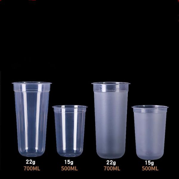 

disposable cups & straws 50pcs/pack 500/700ml plastic milk tea cup u-shaped cartoon lid accept customization