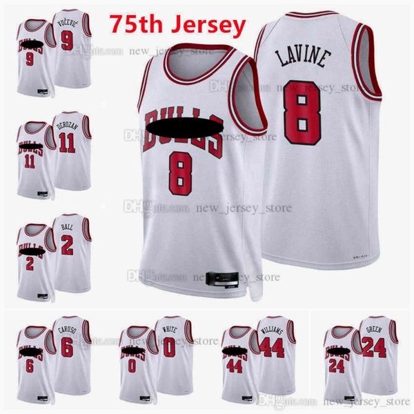 

printed 2022 new white diamond 75th basketball jerseys 13 tony bradley 24 javonte green 12 ayo dosunmu 19 marko simonovic 3 devon dotson mat, Black;red
