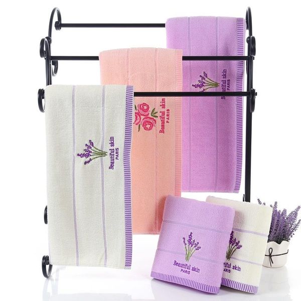 

towel 2pcs 70*140cm men and women plain cotton embroidered towels, beach bath thickened