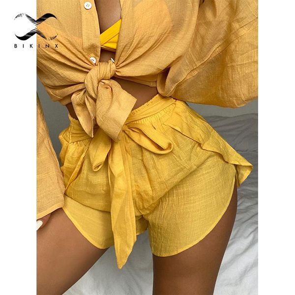 

high waist short pants solid women's swimwear and beachwear yellow cover-ups bathing suit sport mesh beach wear biquini, White;black