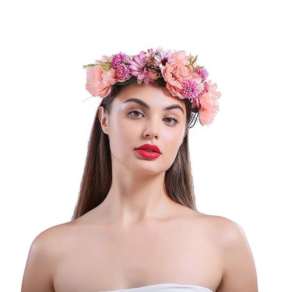 

1pcs artificial flowers gerbera lily rose wreath wedding decor flower headdress bride bridesmaid fake party gift decorative & wreaths