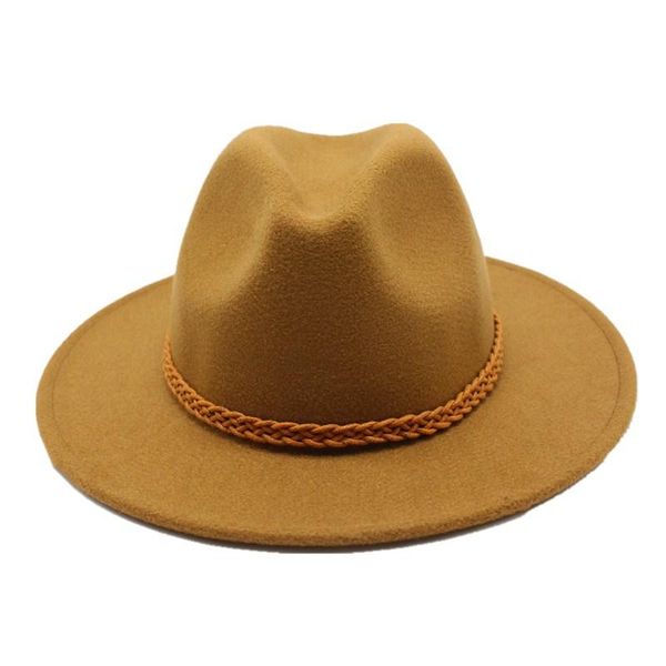 

Seioum Fashion Women Floppy Hats Vintage Jazz Woolen Felt Hat Female Autumn Winter Waves Wide Flat Brim Fedoras With Ribbon Band, Blue;gray