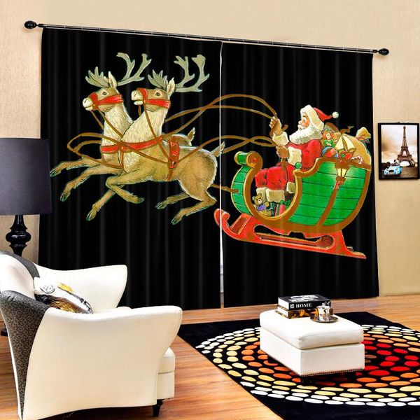 

curtain & drapes santa claus and elk 3d po printing blackout window curtains for living room bedding el/office cortinas para