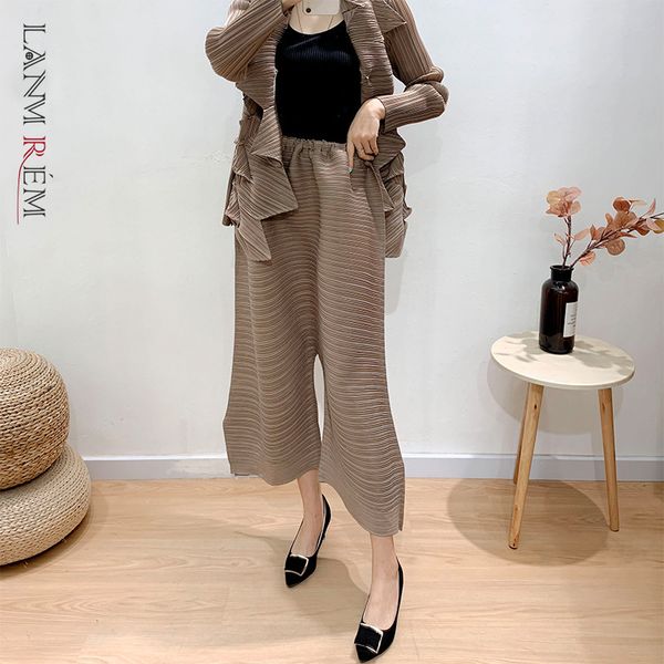 

summer pleated casual pants ankle-length harem loose women elastic wasit solid color trousers female 2a3511 210507, Black;white