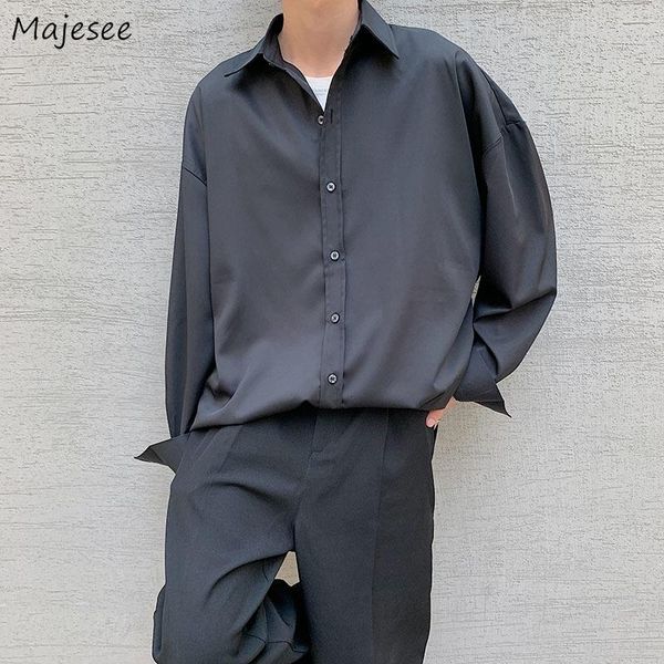 

men's casual shirts long sleeve causal men solid basic simple daily single breasted draped social business loose all-match streetwear c, White;black