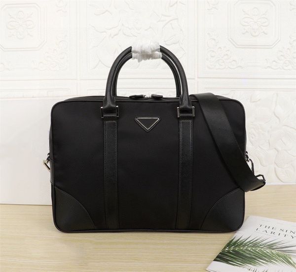 

men's black nylon designer briefcase lapbag large capacity retro fashion office handbag
