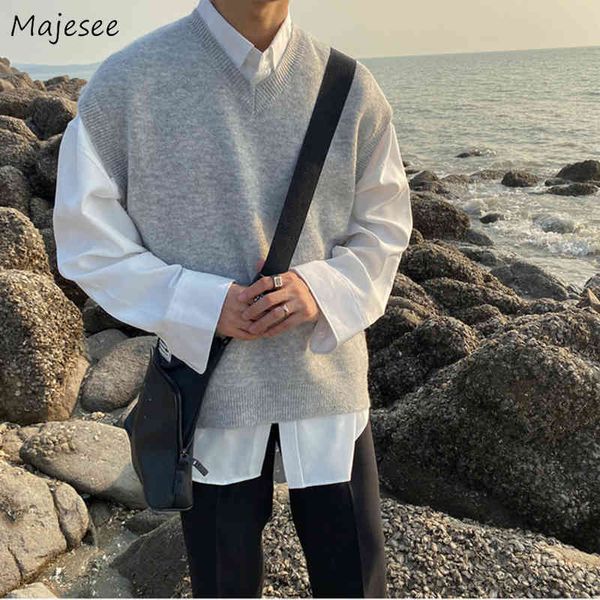 

sweater vt men solid shrug casual loose all-match fashion v-neck male autumn hong-kong style simple ulzzang streetwear daily, White;black
