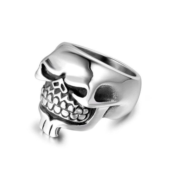 

wedding rings polished smooth surface skull ring man personality unique single titanium steel punk index finger gift jewelry, Slivery;golden