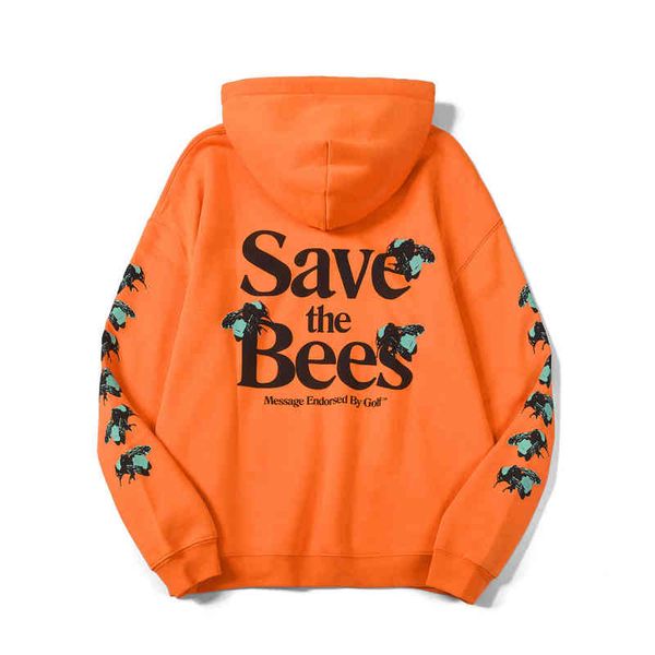 

new golf hoodies save the bees le fleur tyler creator hooded sweatshirts cotton winter thicken fleece pullovers oversized, Black