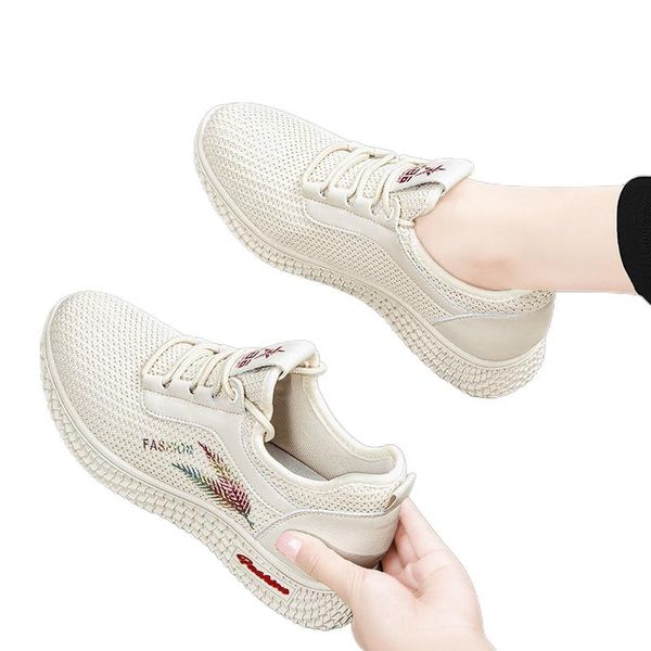 

spring and autumn increased sports net shoes women's soft-soled non-slip joker breathable running casual boots, Black