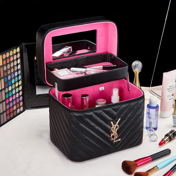 

cosmetic bag straight make-up large capacity home travel case pu leather shaping storage waterproof wash female