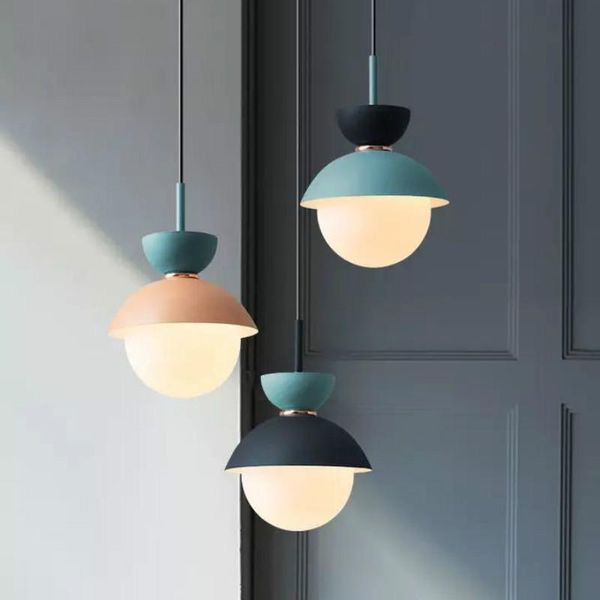 

pendant lamps modern simple color bedside small lights nordic creative restaurant macarone lamp home decor indoor lighting