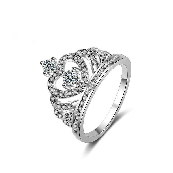 

cluster rings sterling silver crown jewelry women romantic rose gold 925 ring, Golden;silver