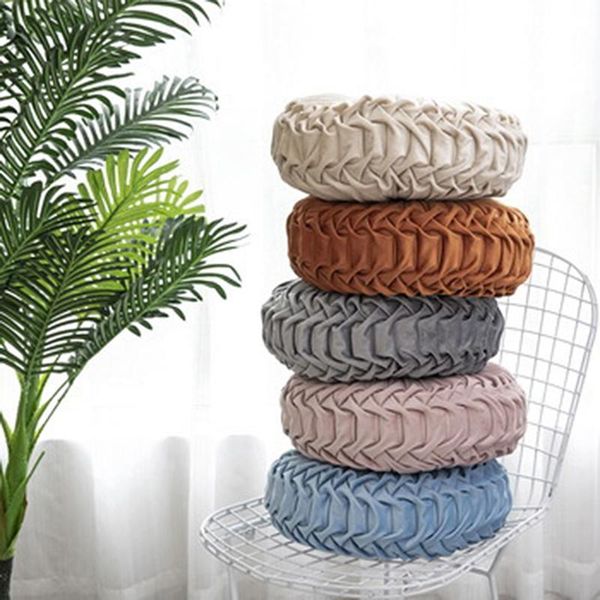 

cushion/decorative pillow european style sofa throw luxury velvet cushion pleated fabric handmade round wheel pumpkin seat