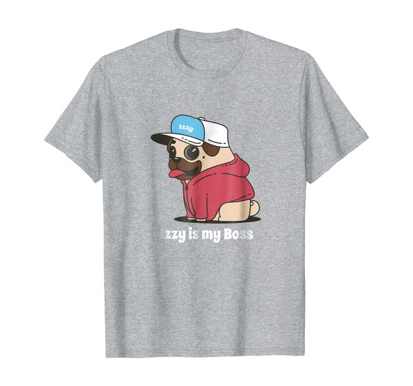 

pug tshirt for the owner name izzy cute t-shirt, White;black