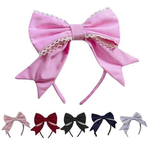 

hair accessories japanese women girls sweet big bow knot headband candy color maid lolita cute hoop vintage cosplay party headdress
