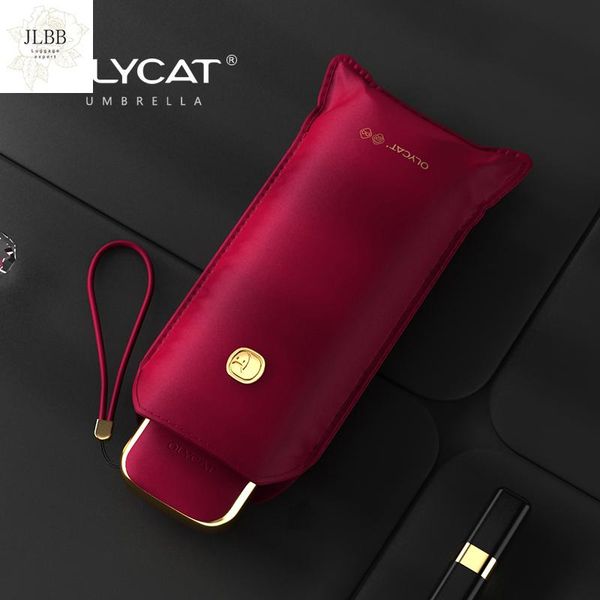 

umbrellas olycat flat cute mini umbrella five folding uv luxury rain women portable summer outdoor pocket sun girls gift