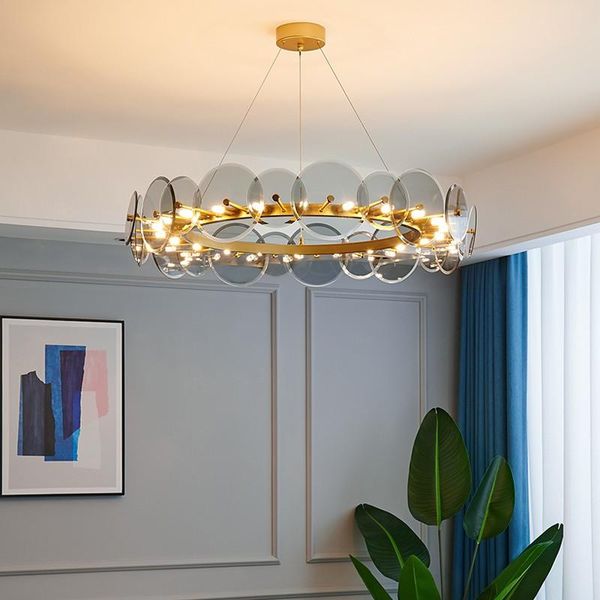 

pendant lamps nordic chandelier postmodern simplicity living room lights smoky round light luxury dining creative designer