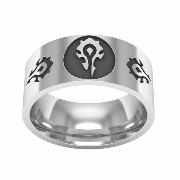 

8mm wow game ring tribe silver stainless steel men's rings band size 6-13